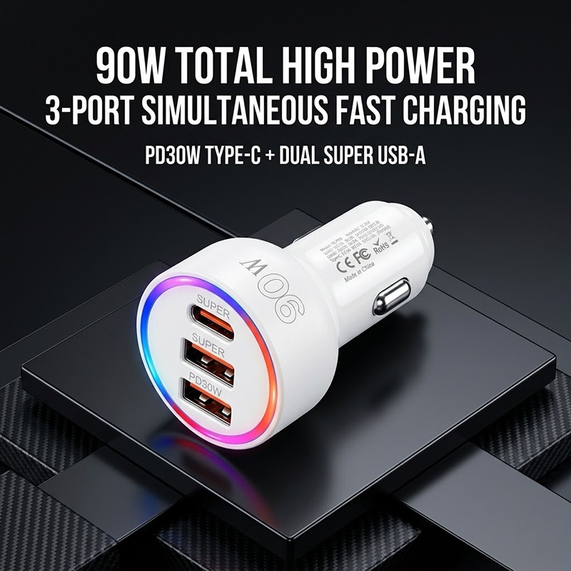 90W Car Charger Adapter with M - Usb C Hub recension och pris