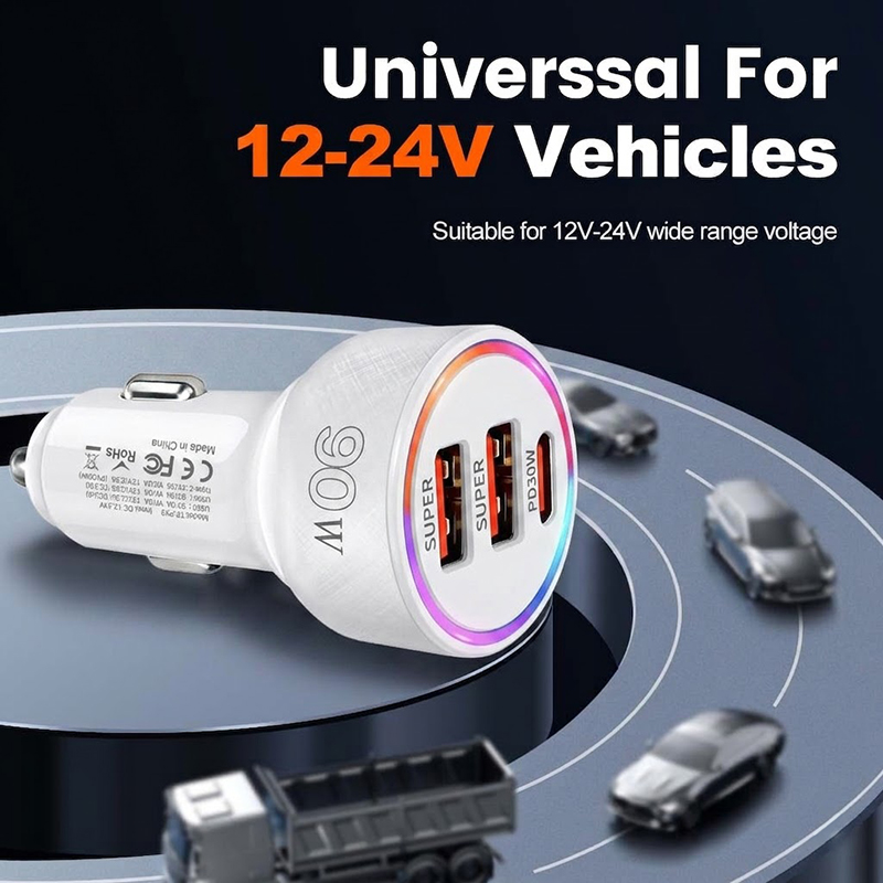 90W Car Charger Adapter with M - Usb C Hub recension och pris
